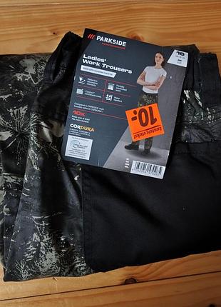 Робочий спецодяг жіночий parkside performance® штани для трекінгу cordura® чорний, камуфляж
