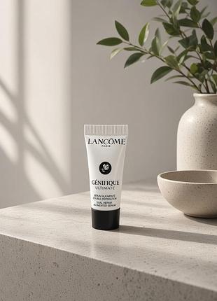 Миниатюра (travel-size) усовершенствованной сыворотки для лица lancôme génifique ultimate dual-repair augmented serum объемом 5 ml.