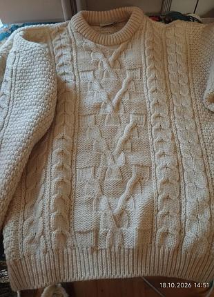 Светр чоловічий hawkshead pure new wool молочний розмір l вовна