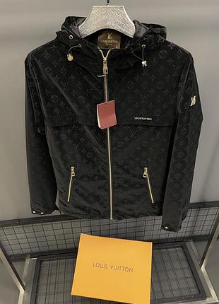 Вітровка чоловіча louis vuitton чорна з капюшоном