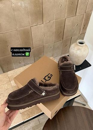 Жіночі теплі капці тапочки тапки ugg з натуральним хутром овчина коричневі