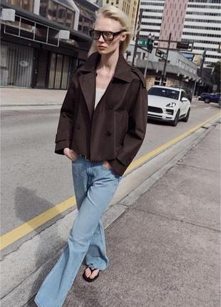 Тренч zara в шоколадному кольорі