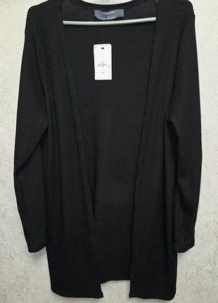 Подовжений чорний кардиган primark у рубчик р.l