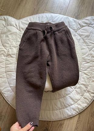 Теплі штанці вʼязані шоколадні zara