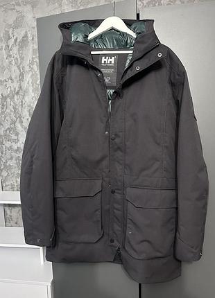 Парка чоловіча helly hansen reine parka чорна, темно-зелена підкладка