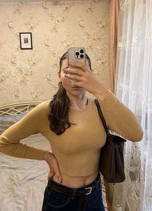 Жіночий лонгслів джемпер zara з віскози пісочного кольору