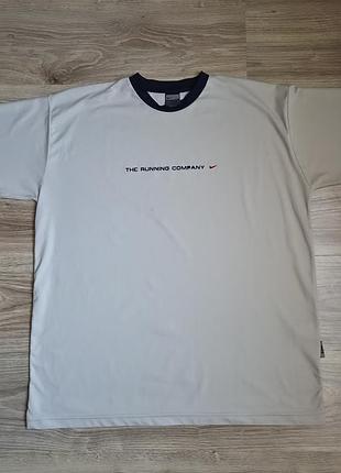 Vintage nike the running company t-shirt 00s винтажная футболка найк ринггер серая темно-синяя серия беговая xl хл раритет y2k беговая спортивная