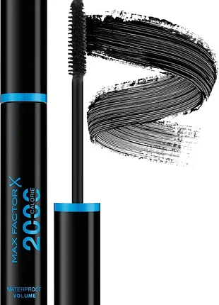 Туш для вій максфактор max factor 2000 calorie waterproof volume mascara чорна водостійка, подовжуюча, лікувальна та для об'єму
