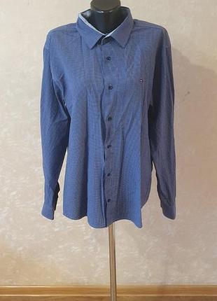 Мужская брендовая рубашка Tommy hilfiger в клетку, размер xl (43/44)
