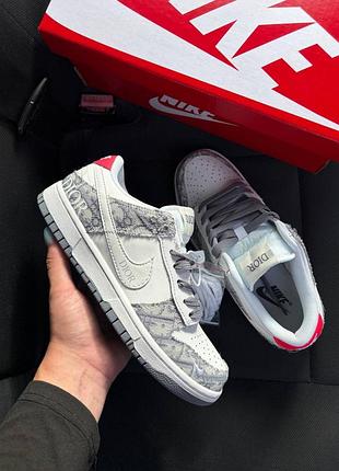 Кросівки nike sb dunk low dior oblique grey white