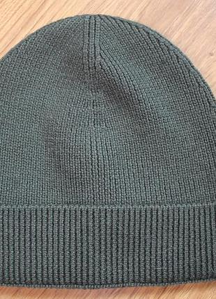 Шерстяная унисекс бини шапка lacoste (зеленая / хаки)