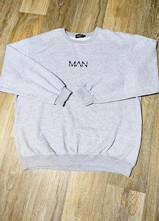 Чоловічий сірий світшот boohoo man, розмір l.