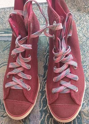 Кеди жіночі converse бордові замшеві на платформі