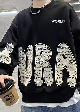Кофта хлопчача чорна з принтом world