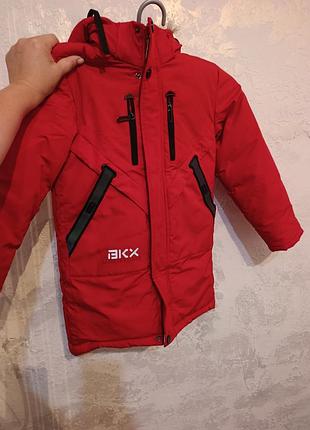 Пуховик для хлопчика bikx червоний, зимовий, зріст 122 см