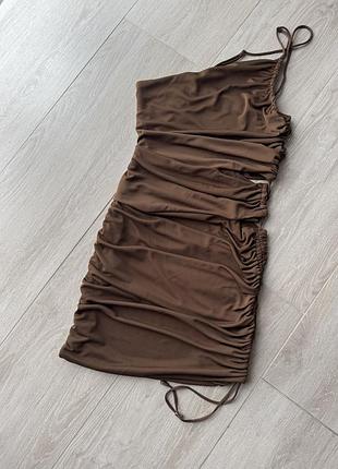 Жіноча коротка сукня zara коричнева