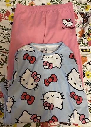 Піжама для дівчинки hello kitty рожева та блакитна 146-152 см