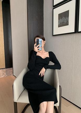 Сукня жіноча new look чорна міді сукня в рубчик 14/42