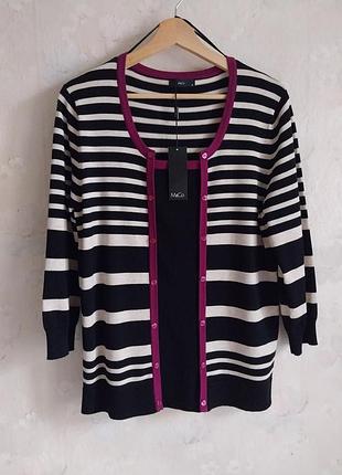 Лонгслів жіночий m&co uk16 50р. xl, в смужку, віскоза нейлон, чорний