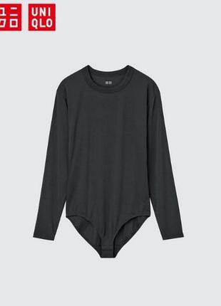 Боді жіноче uniqlo з довгим рукавом, чорне