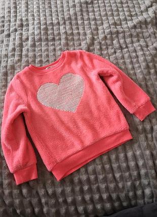 Теплая флисовая кофта h&amp;m на девочку 2-4 года 98 104 см