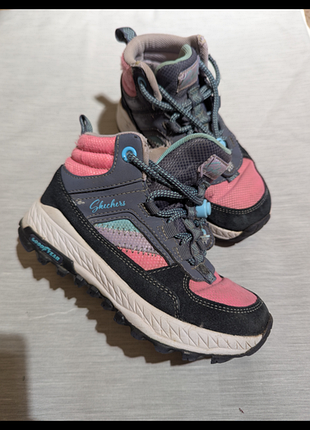 Черевики для дівчинки skechers демісезонні рожеві з сірим