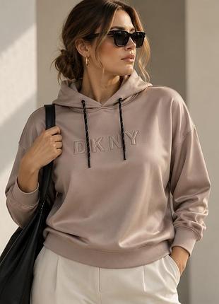 Жіноче худі dkny oversize (є нюанс), пудрово-бежеве, ua 50–54