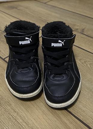 Кросівки для дітей puma rebound joy fur ps чорно-білі, розмір 30, довжина устілки 19 см