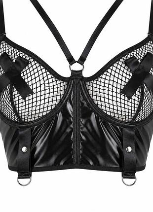 Топ корсет экокожа сетка эротический