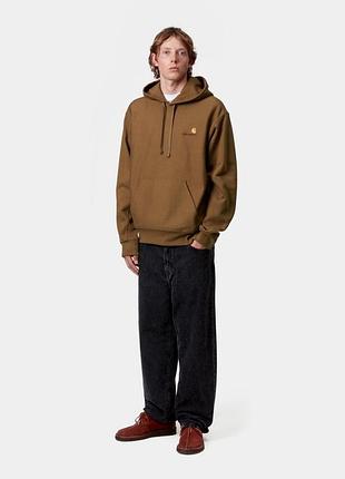 Чоловіче худі carhartt wip hooded american script sweat коричневе, розмір s
