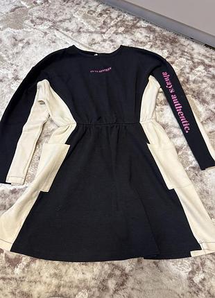 Сукня для дівчинки zara зимова, чорно-бежева