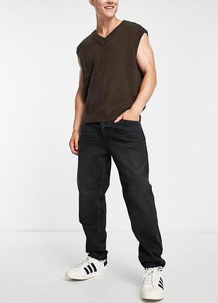 Джинси чоловічі bershka чорні джинси straight vintage 38/30