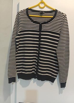 Кофта жіноча h&m у смужку чорно-біла, розмір 42-44