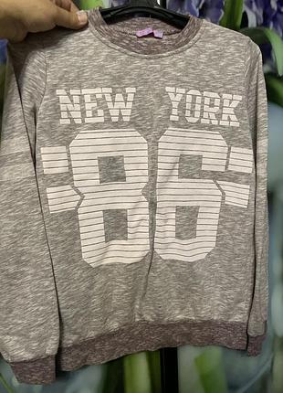 Світшот жіночий рожевий меланж з написом new york 86