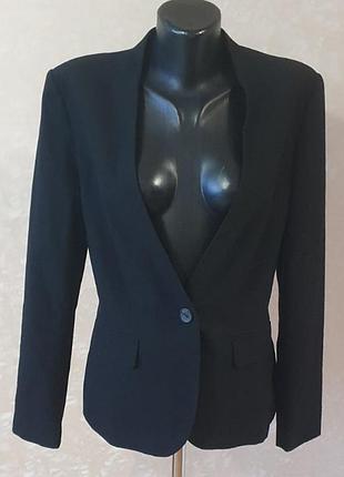 Приталений чорний піджак жакет zara basic без коміра, розмір eur 38 (m)