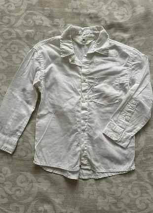 Сорочка для хлопчика h&m біла лляна 104 см