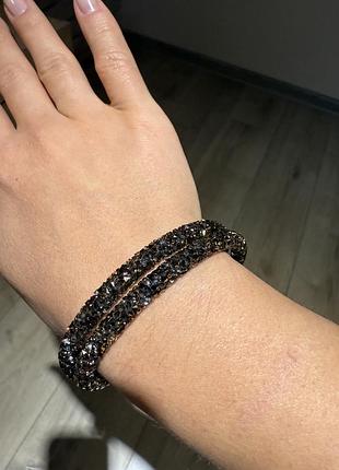 Браслет для жінок swarovski  crystaldust double bangle з кристалами, чорний