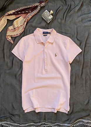 Класичне поло, футболка пастельного рожевого кольору polo ralph lauren, розмір xs