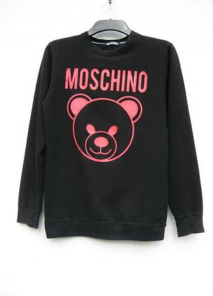 Чорний світшот з яскравим рожевим принт ведмедика moschino teddy bear