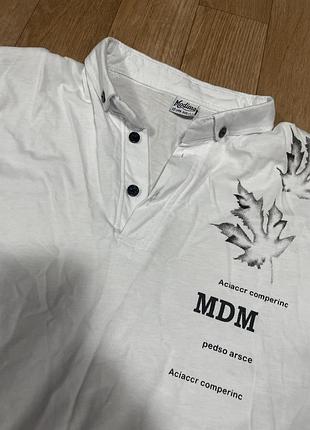 Поло чоловіче mdm біле з принтом 2