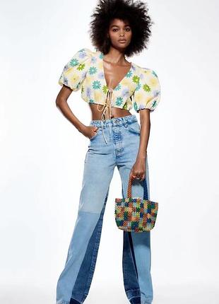Блузка zara із зав'язкою "квіткова сила"