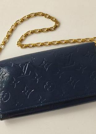 Louis vuitton grand blue monogram vernis chaine сумка гаманець