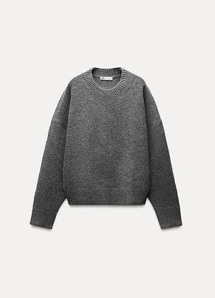 Светр жіночий zara сірий оверсайз светр з вовною л