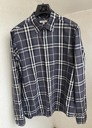 Сорочка чоловіча burberry в клітинку, сіра.