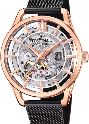 Женские часы festina automatic skeleton f20628/3 оригинал гарантия