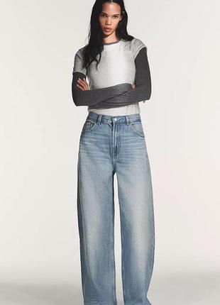 Джинси trf extra wide leg з високою посадкою zara / джинсы палацо палаццо зара широкие широкі