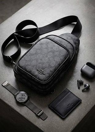 Сумка - слинг coach мужской черный 4