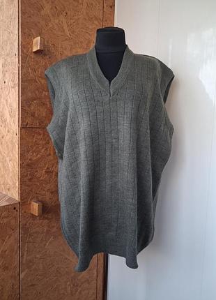 Шерстяная трикотажная жилетка жилет свитер большого размера