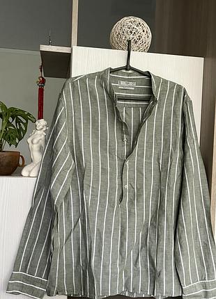 Чоловіча натуральна сорочка в смужку на довгий рукав mango s/l