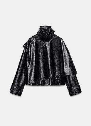 Куртка жіноча zara з екошкіри, чорна